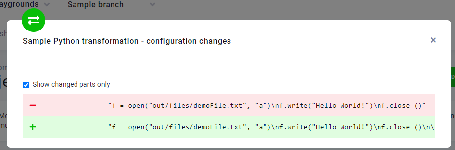 Detailed diff of configuration change